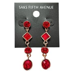Saks Fifth Avenue Ruby Red Multi-Drop Crystal Earrings